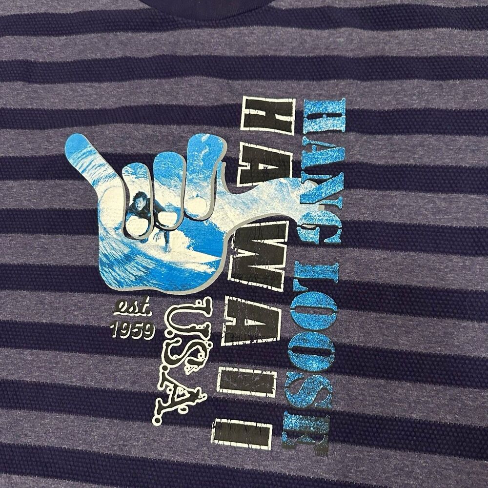 Vintage Hang Loose Hawaii T Shirt Blue Stripes Mens 2xl Heavyweight Intex 90s View 4